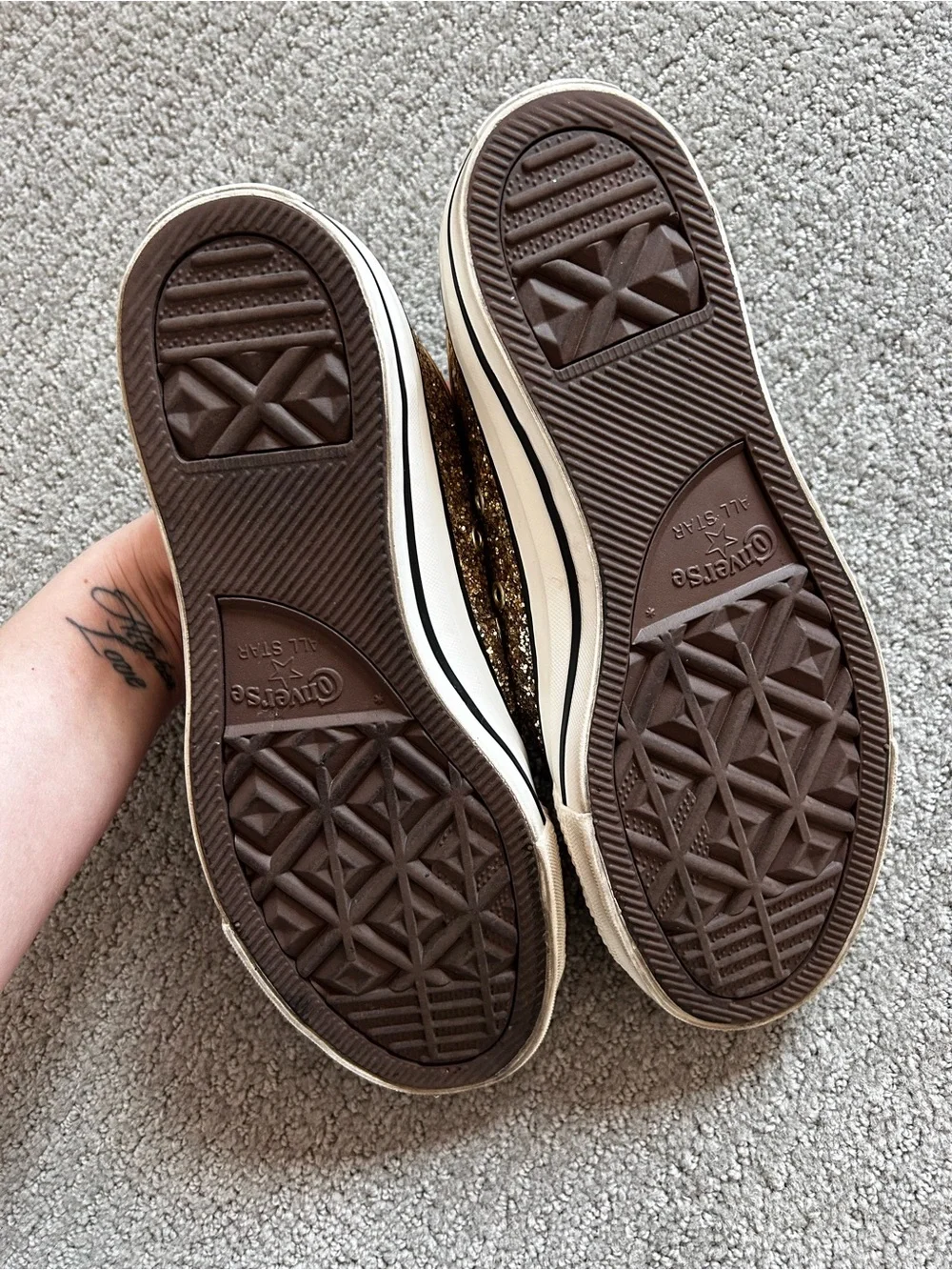 Chunky Gold Glitter Lowtop Converse - Picture 6 of 8